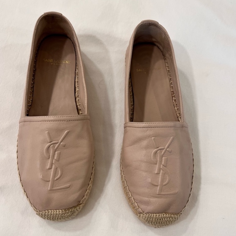 saint laurent logo leather espadrilles